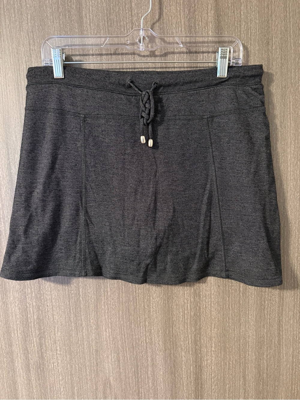 GreenTea Women's Dark Charcoal Knit Drawstring Skort